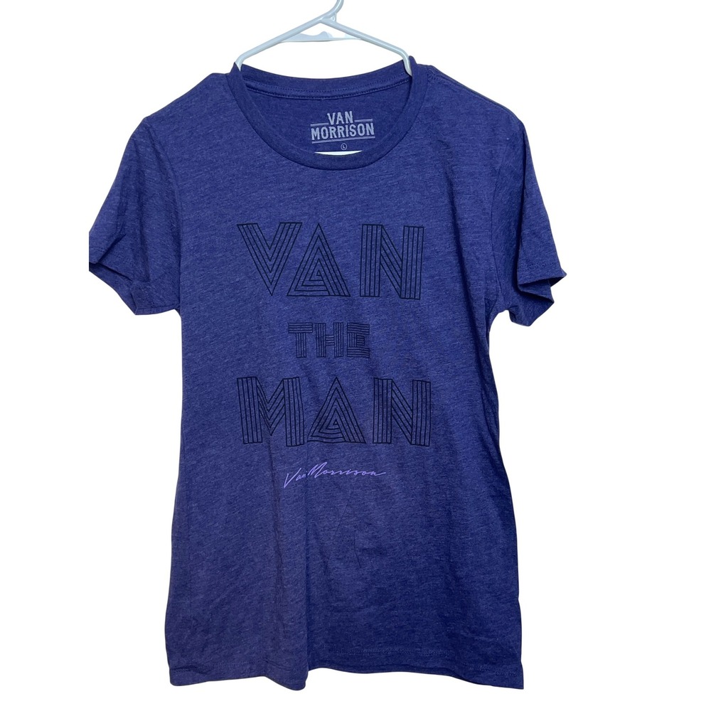 Van Morrison Van The Man Graphic T-Shirt Heather Purple Women L 2019 Band Rock
